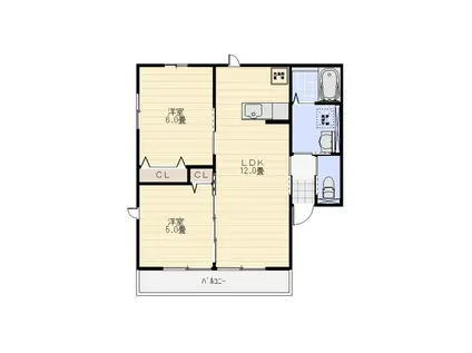 PRENDRE(2LDK/1階)の間取り写真