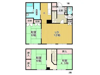 カルムI(3LDK/1階)の間取り写真