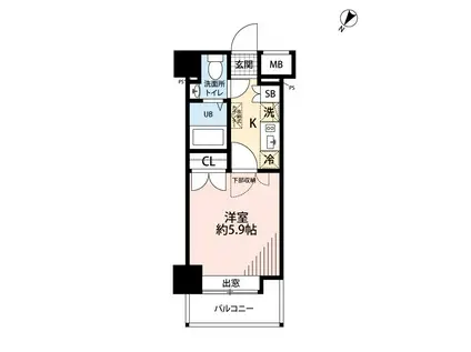 ダイナコートエスタディオ大濠公園(1K/7階)の間取り写真