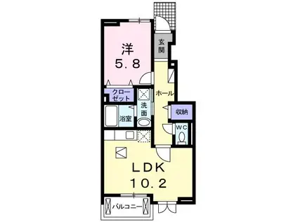 パークサイド エイシュウ(1LDK/1階)の間取り写真