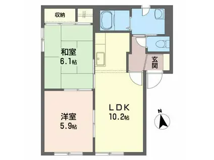 サンベルデA(2LDK/1階)の間取り写真