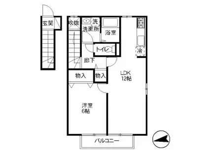 フルール(1LDK/2階)の間取り写真