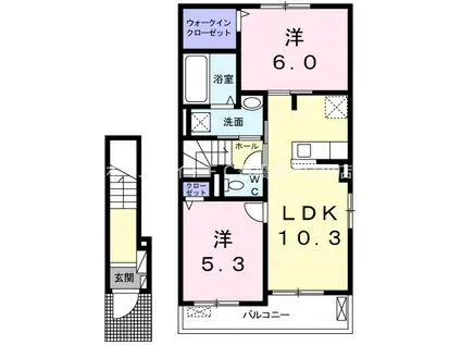 メルヴェーユ IV(2LDK/2階)の間取り写真