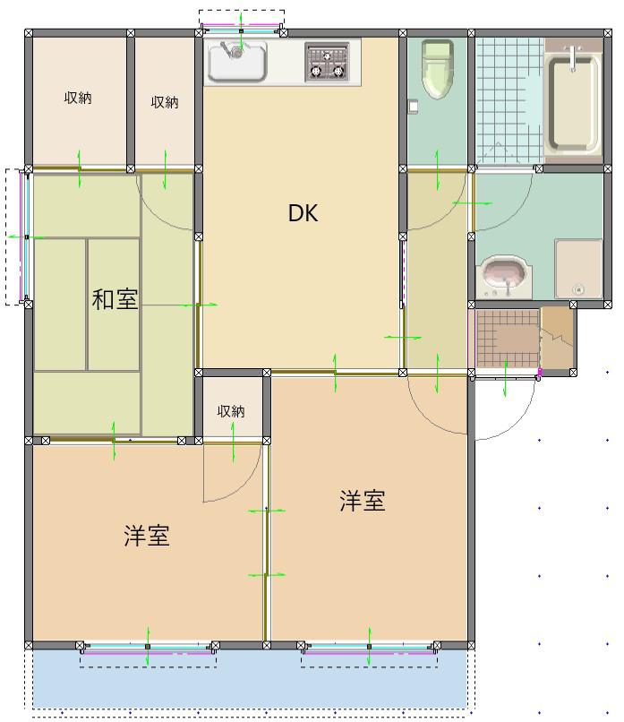 エトワール古瀧B棟(3DK/2階)の間取り写真