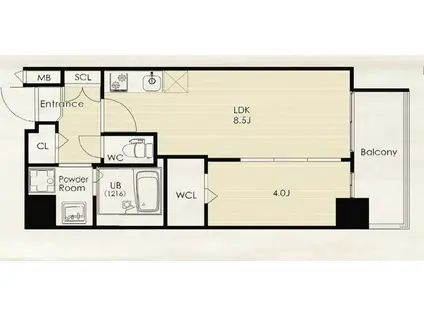 グランカーサ渡辺通(1LDK/8階)の間取り写真