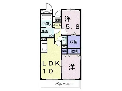 グレイスフルT・K(2LDK/2階)の間取り写真