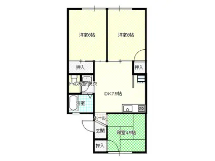 パレーシャル親和(3DK/1階)の間取り写真