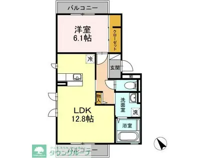 クレセリア3(1LDK/3階)の間取り写真