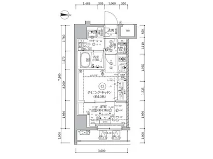 アルテシモ クレルトルテ(1DK/9階)の間取り写真