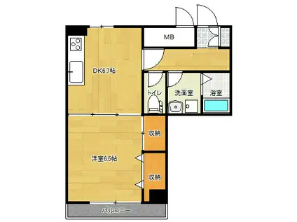 アルビーナ(1DK/2階)の間取り写真