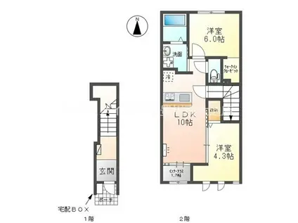 ラ・フレーズ(2LDK/2階)の間取り写真