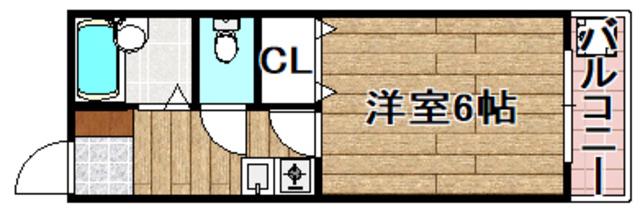 プリンセス八丁畷B(1K/3階)の間取り写真