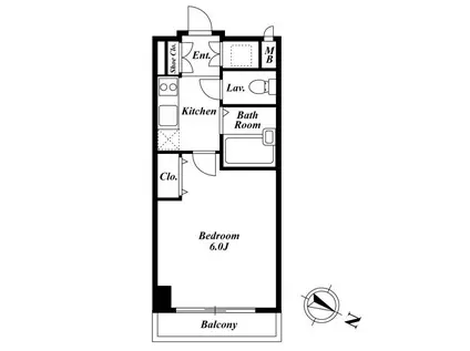 KDXレジデンス麻布イースト(1K/2階)の間取り写真
