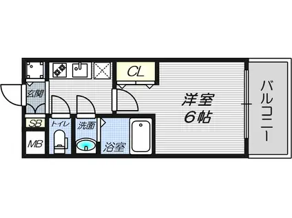 サムティ北梅田VESSEEL(1K/9階)の間取り写真