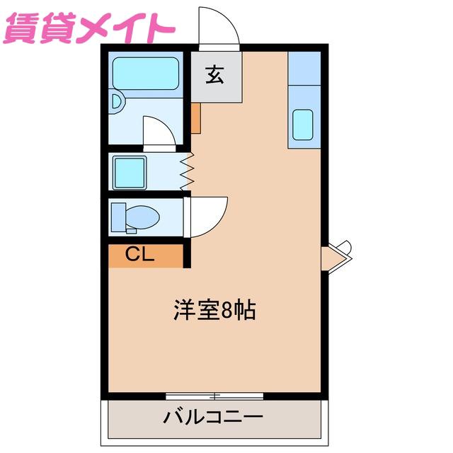 シェモア(ワンルーム/2階)の間取り写真