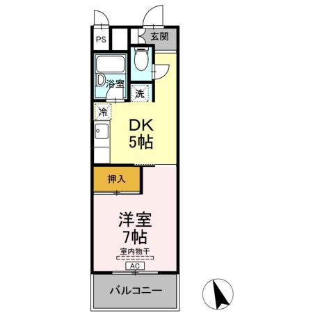 サンラフォーレ花北(1DK/4階)の間取り写真