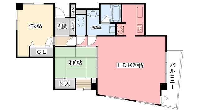 シロハイヌ門戸(2LDK/2階)の間取り写真
