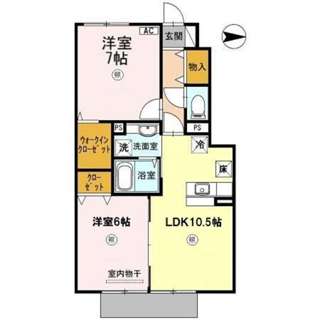 D-ROOM内原B(2LDK/1階)の間取り写真