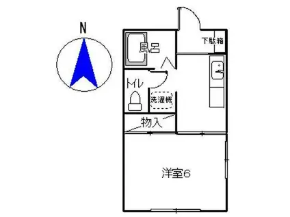 ロワール駿河台(1K/1階)の間取り写真