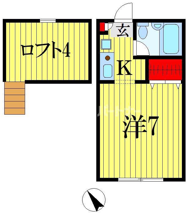 パレスミワIII(1K/1階)の間取り写真