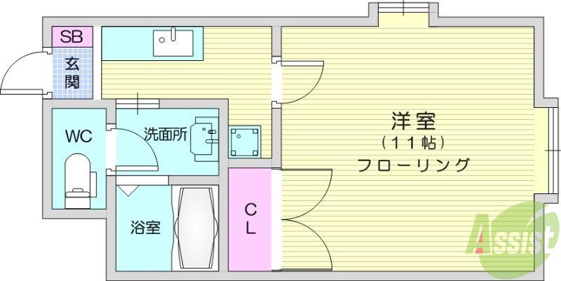 ラボーテ栄(1K/1階)の間取り写真
