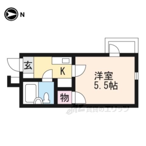 レオパレスRX山科(1K/2階)の間取り写真