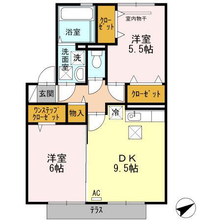 スターパレス下松 ヘラクレス館(2DK/1階)の間取り写真