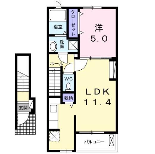 サニーグレイス(1LDK/2階)の間取り写真