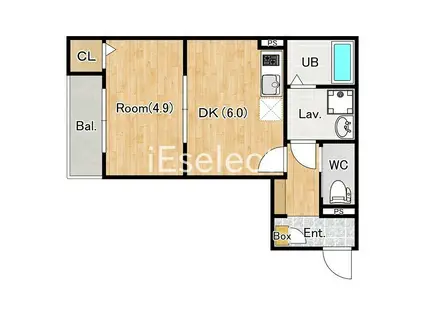 アウレリオ東千葉(1DK/3階)の間取り写真