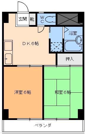 ライブタウン高砂(2DK/8階)の間取り写真
