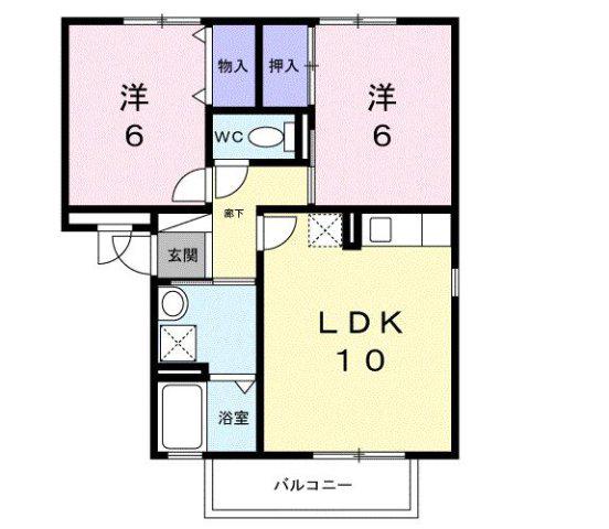 アルタイル梅美台(2LDK/2階)の間取り写真