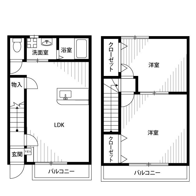 アムール川口08(2LDK/1階)の間取り写真