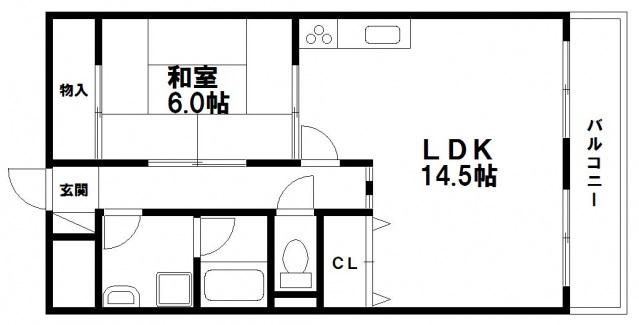 ハイデンスホンダ(1LDK/2階)の間取り写真