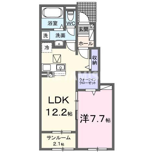 ガーデンヒル H&M II(1LDK/1階)の間取り写真