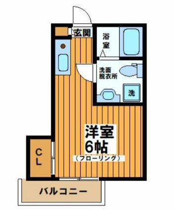 ハツダイフラット(ワンルーム/2階)の間取り写真