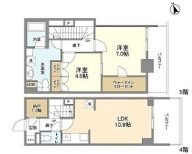 とけいや館 北野坂(2SLDK/4階)の間取り写真