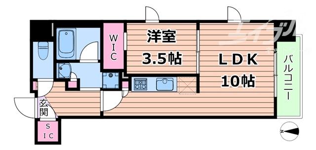 シーズンフラッツ新大阪(1LDK/3階)の間取り写真