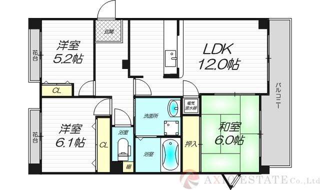 フリーフラット淡路(3LDK/5階)の間取り写真
