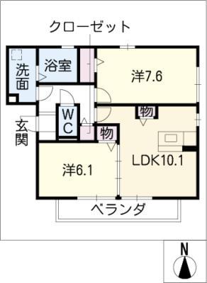 ハイツシダーフォレスト(2LDK/3階)の間取り写真