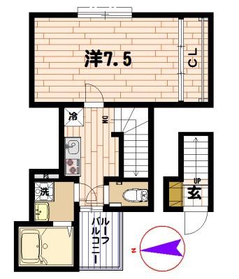 SUNNY HOUSE1(1K/2階)の間取り写真