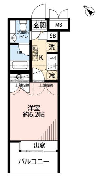 ダイナコートブロッサム天神南(1K/4階)の間取り写真
