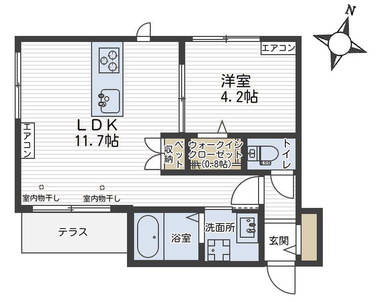 MAISON CAMELIA(1LDK/1階)の間取り写真