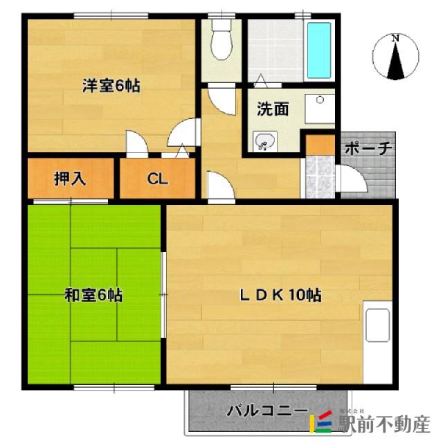 フィオーレ鍋島B棟(2LDK/2階)の間取り写真