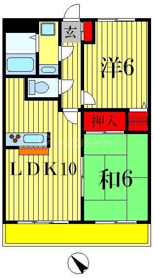 スーペリア稔台(2LDK/2階)の間取り写真