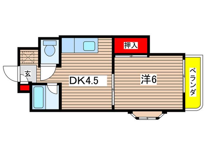 第3豊島ビル(1DK/4階)の間取り写真