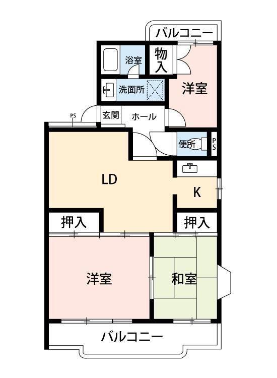 エントピア勝田台(3DK/2階)の間取り写真