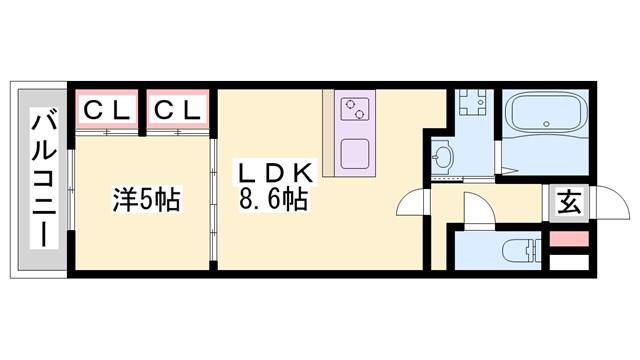 MISTRAL龍野町(1LDK/2階)の間取り写真