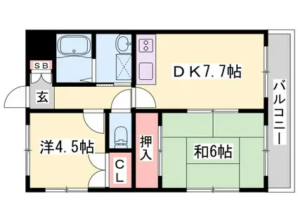 セントグレース920(2DK/1階)の間取り写真