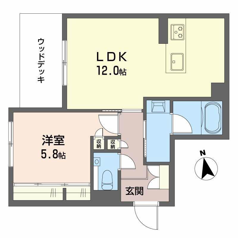 グランシード(1LDK/1階)の間取り写真