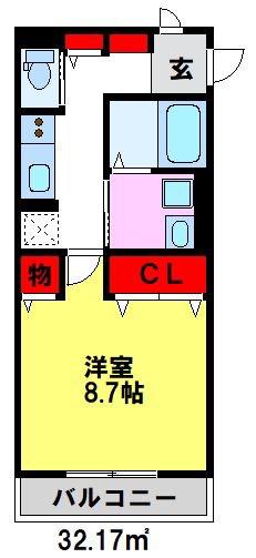 S・T・S(1K/1階)の間取り写真